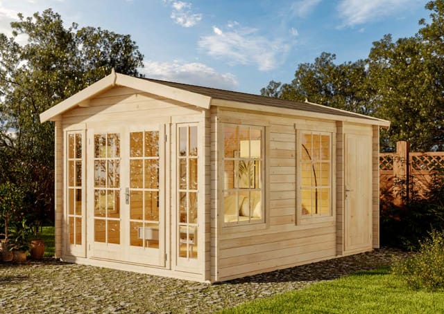 Alpholz Gartenhaus Kim-40 Satteldach 340 cm x 460 cm Naturbelassen