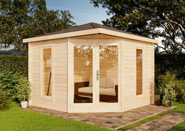 Alpholz Gartenhaus Liwa Compact Spitzdach 300 cm x 300 cm Braun