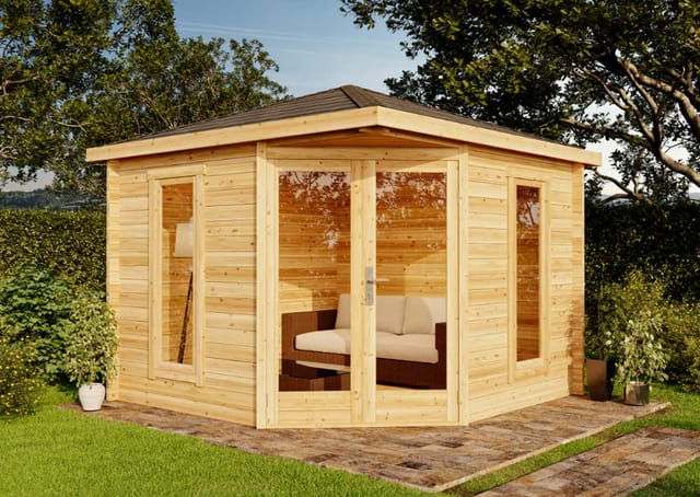Alpholz Gartenhaus Liwa Compact Spitzdach 302 cm x 302 cm Imprägnierung Pinie