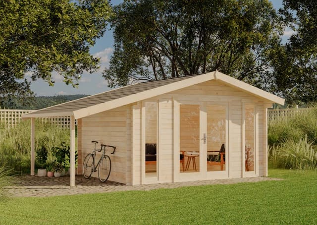 Alpholz Gartenhaus Mirko Modern D Satteldach 521 cm x 350 cm Naturbelassen