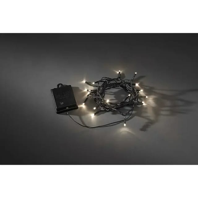 Konstsmide LED Lichterkette 20 warmweiße LEDs schwarzes Kabel innen und außen