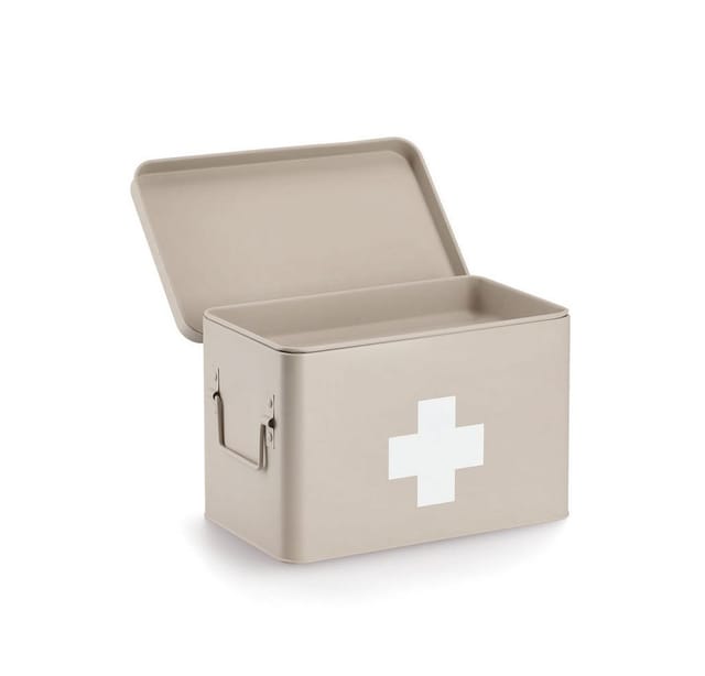 Zeller Medizinbox Metall 21 cm x 20 cm x 32 cm Beige