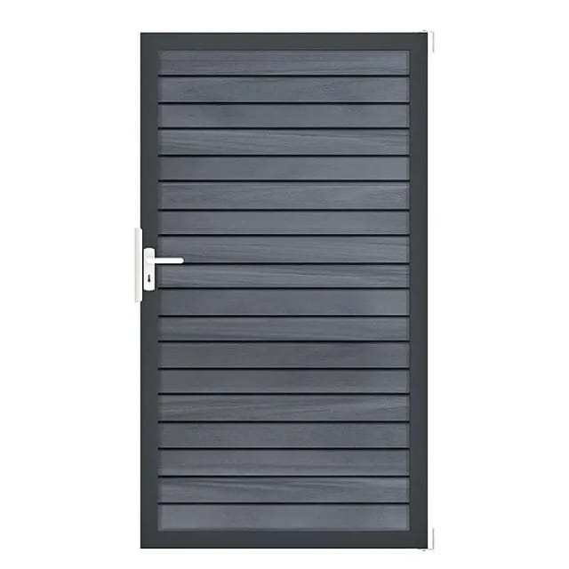 GroJa Steckzaun-Tor Solid-Rhombus 1-flg. DB703 Universal-DIN Steingrau Co-Ex.