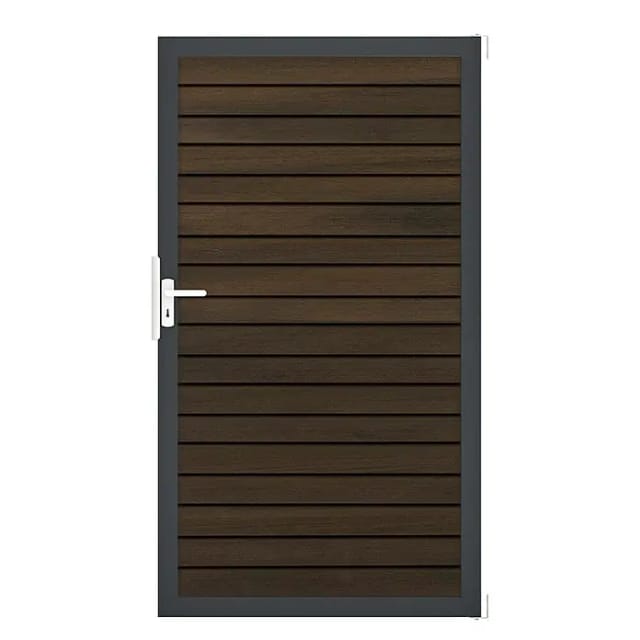 GroJa Steckzaun-Tor Solid-Rhombus 1-flg. DB703 Universal-DIN Walnuss Co-Ex.