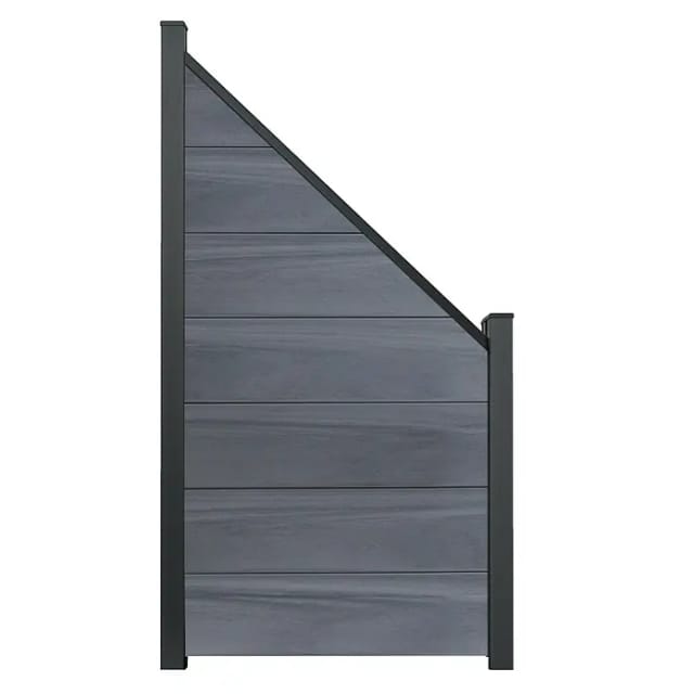 GroJa Steckzaun Schräg Solid-Grande 90 x 180/90 cm Steingrau Co-Extrudiert