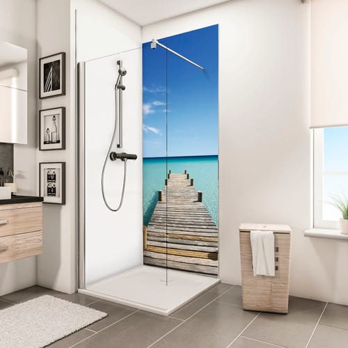 Schulte ExpressPlus Duschrückwand DecoDesign Foto Steg Malediven 210 x 90 cm