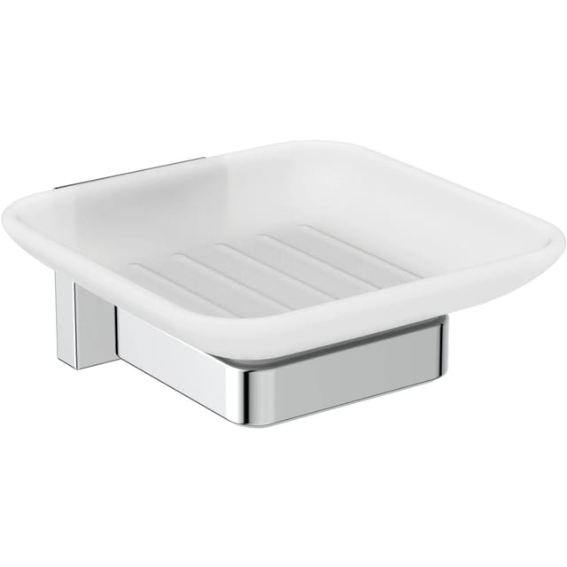 Ideal Standard Seifenschale IOM Cube aus Satiniertem Glas/ Chrom