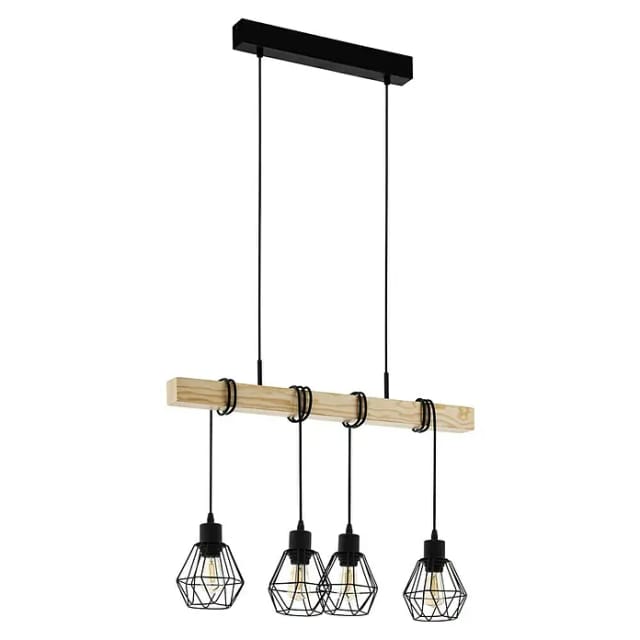 Eglo Pendelleuchte Townshend 5 Schwarz-Eiche-Optik