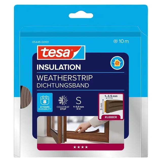Tesamoll Fensterdichtung / Türdichtung Classic E-Profil Gummidichtung Braun 10 m