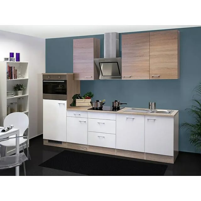 Flex-Well Classic Küchenzeile Florida 280 cm Weiß-Sonoma Eiche Nachbildung