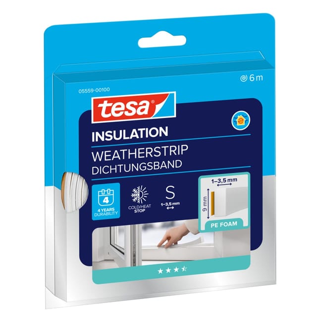 tesa® Insulation Dichtungsband I-Profil Schaumstoff Weiß 6 m