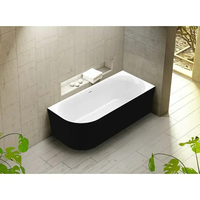 Ottofond Badewanne Mince Corner Links 180 cm x 80 cm Schwarz Weiß