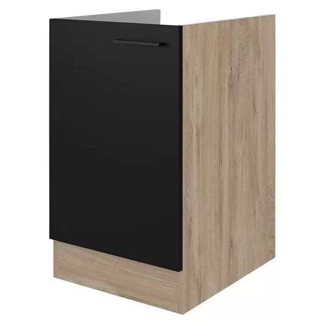 Flex-Well Exclusiv Küchen-Spülenunterschrank Capri 50cm Schwarz Matt-Endgrain O.