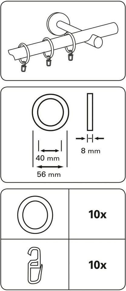 Gardinia Gardinenringe Chrom 10 Stk.