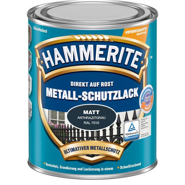 Hammerite Metall-Schutzlack Anthrazit matt 750 ml