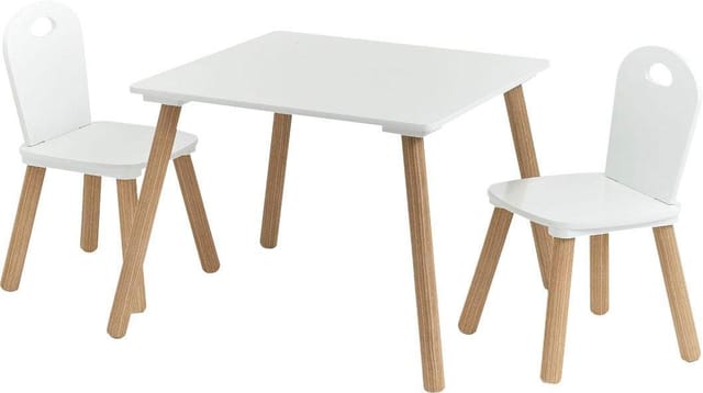 Zeller Kinder-Sitzgarnitur-Set Scandi MDF/Kiefer 55 x 55 x 43,5 cm 3-teilig Weiß