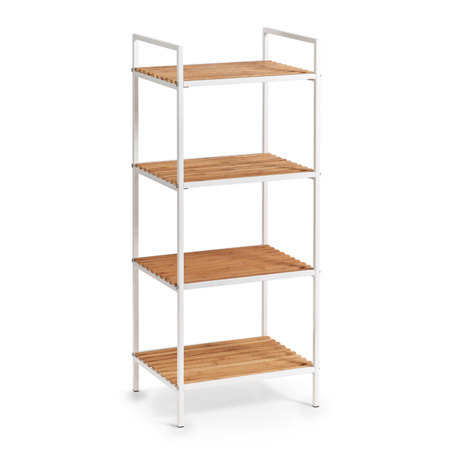 Zeller Standregal mit 4 Ablagen Bambus/Metall 95 cm x 33 cm x 39 cm Weiß