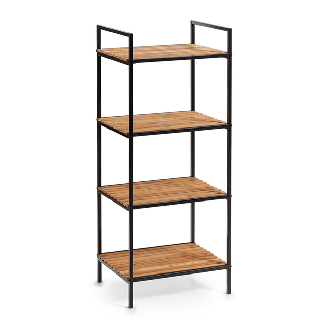 Zeller Standregal mit 4 Ablagen Bambus/Metall 95 cm x 33 cm x 39 cm Schwarz