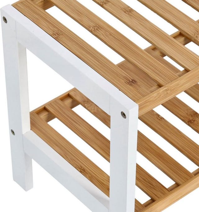 Zeller Schuhregal mit 2 Ablagen Bambus/MDF 33 cm x 26 cm x 70 cm Weiß