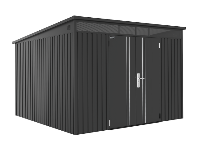 Gerätehaus Firstline Metall Pultdach Anthrazit 7,5 m² Doppeltür