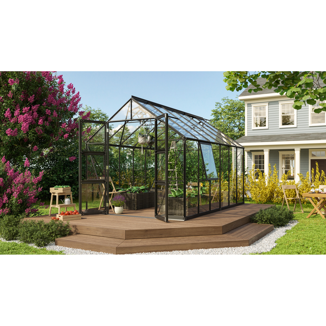 Vitavia Gewächshaus Olymp 9900 Schwarz 9,9 m² inkl. Fundamentrahmen