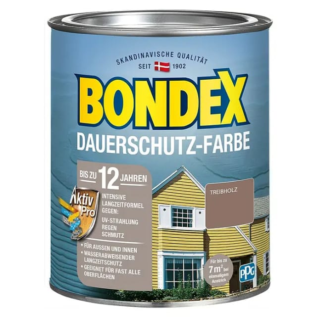 Bondex Dauerschutz-Farbe Treibholz Seidenglänzend 750 ml