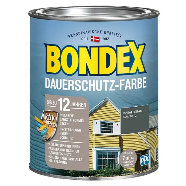 Bondex Dauerschutz-Farbe Basaltgrau Seidenglänzend 750 ml