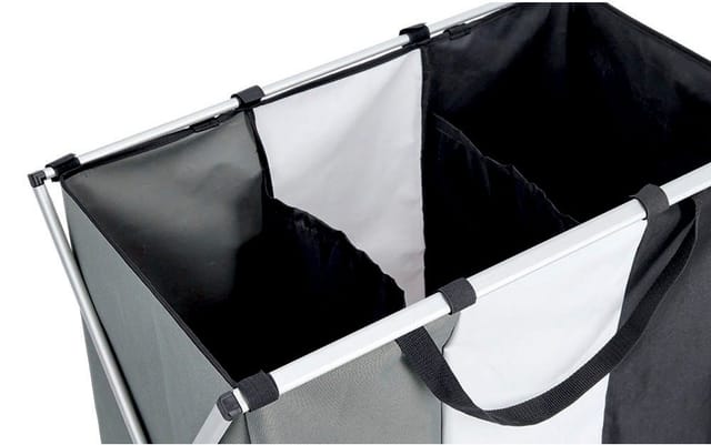 Zeller Present Wäschesortierer 3-fach 64 cm x 57 cm x 40 cm Schwarz-Grau-Weiß