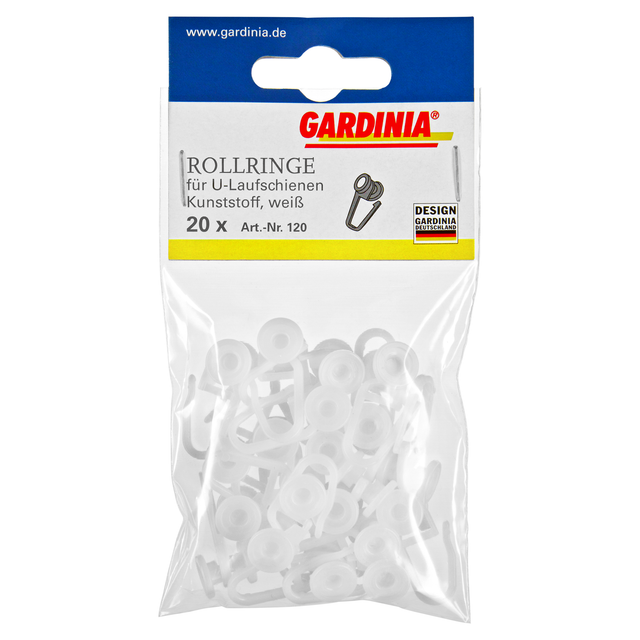 Gardinia U-Rollringe Weiß 20-er Pack