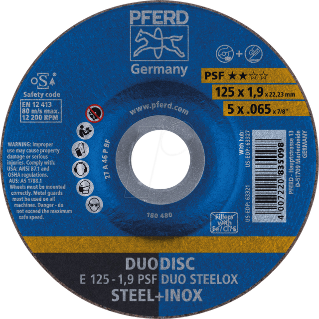 Pferd Trennscheiben PSF E Duo Steelox 125 mm x 1,9 mm