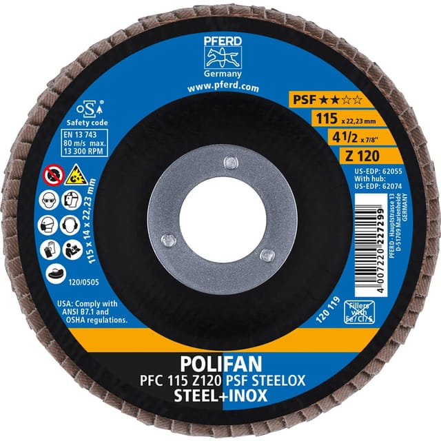 Pferd Fächerscheiben Polifan PSF PFC Steelox 115 mm x 120 mm