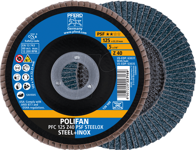 Pferd Fächerscheiben Polifan PSF PFC Steelox 125 mm x 40 mm