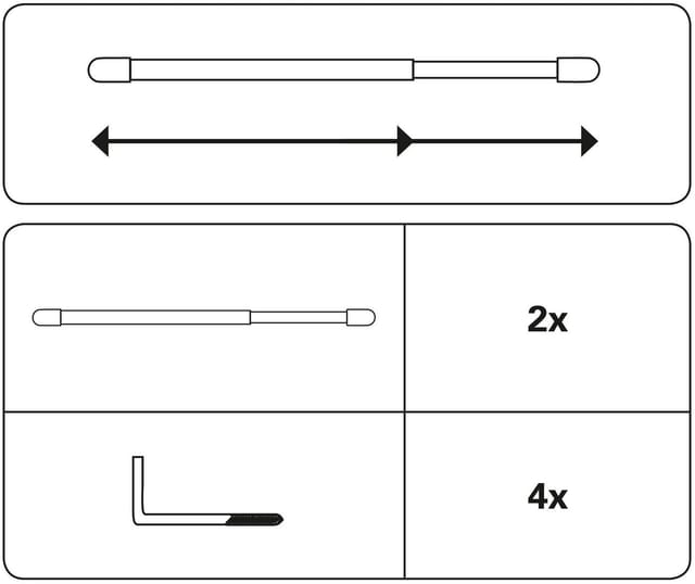 Gardinia Vitragestange flachoval Ø 11 mm Weiß 30 cm - 50 cm 2-er Pack