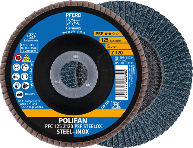 Pferd Fächerscheiben Polifan PSF PFC Steelox 125 mm x 120 mm