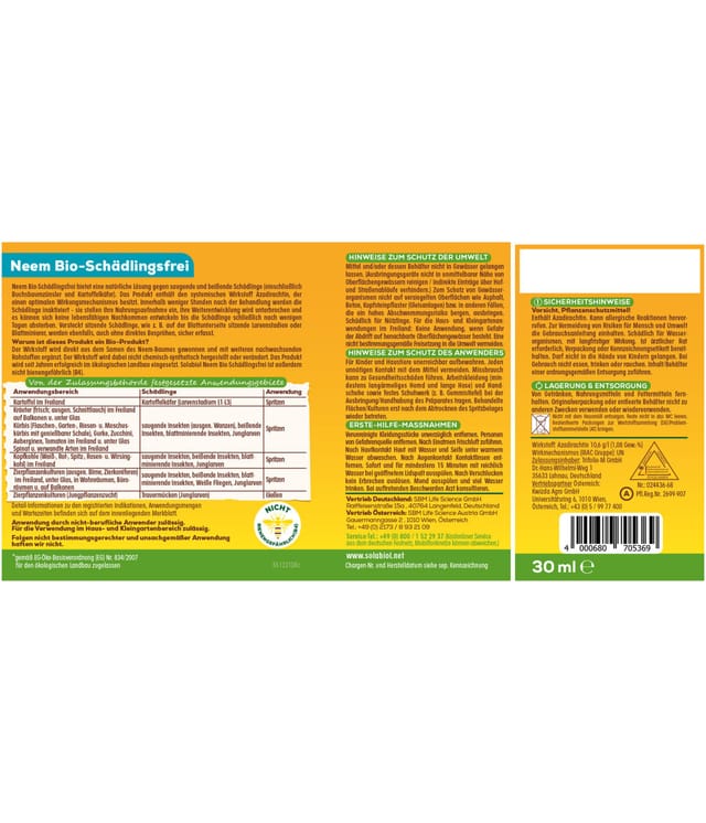 Solabiol Neem Bio-Schädlingsfrei 30 ml