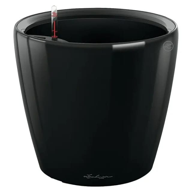 Lechuza® Pflanzgefäß Classico Premium LS Ø 22 cm x 21 cm Schwarz hochglanz