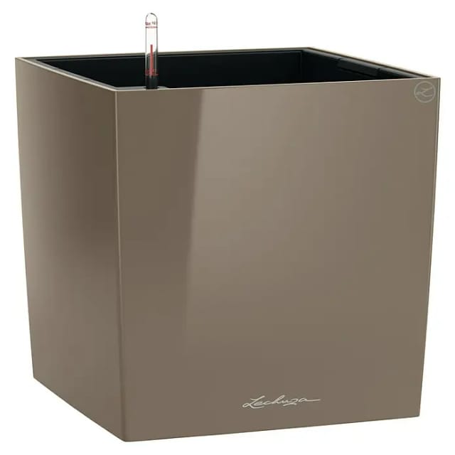Lechuza® Pflanzgefäß Cube Premium 40 cm x 40 cm Taupe hochglanz
