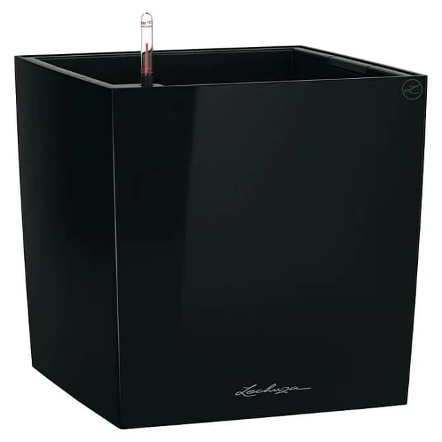 Lechuza® Pflanzgefäß Cube Premium 40 cm x 40 cm Schwarz hochglanz