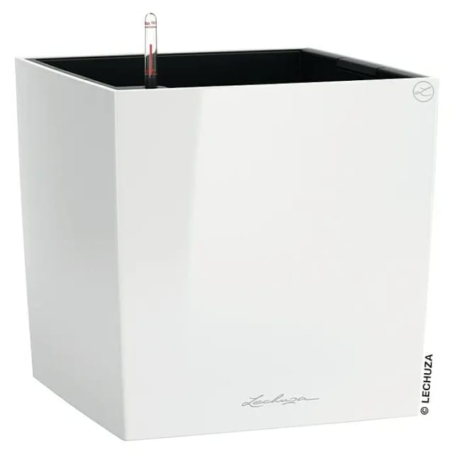 Lechuza® Pflanzgefäß Cube Premium 30 cm x 30 cm Weiß hochglanz