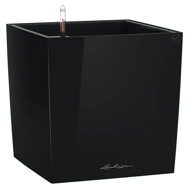 Lechuza® Pflanzgefäß Cube Premium 50 cm x 50 cm Schwarz hochglanz