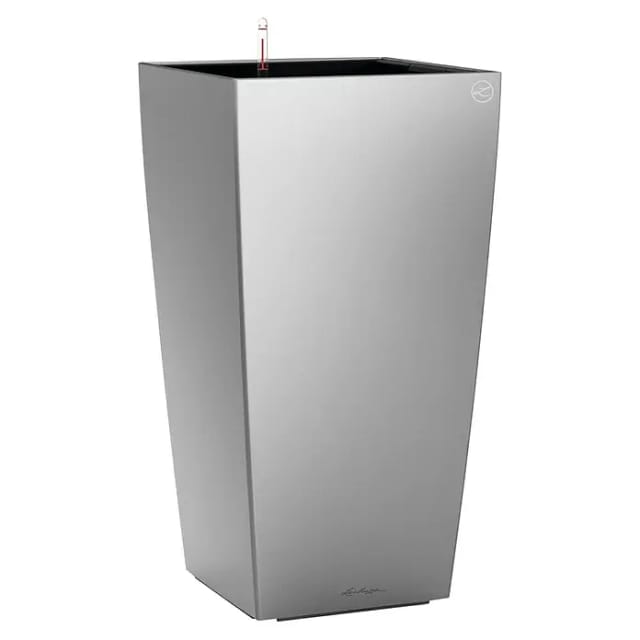 Lechuza® Pflanzgefäß Cubico Premium 30 cm x 30 cm Silber metallic
