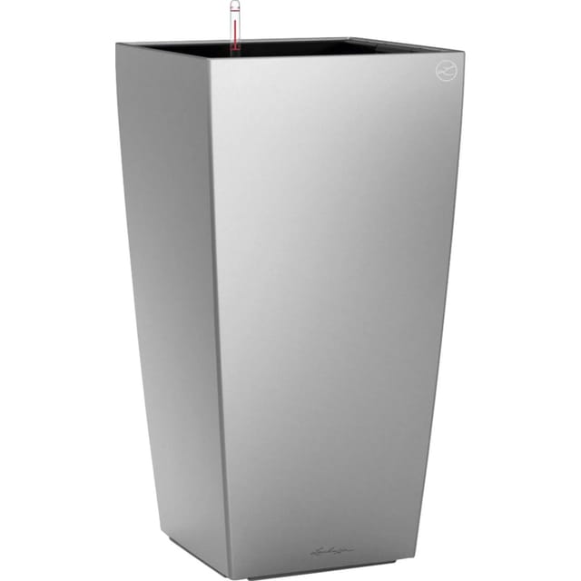 Lechuza® Pflanzgefäß Cubico Premium 22 cm x 22 cm Silber metallic