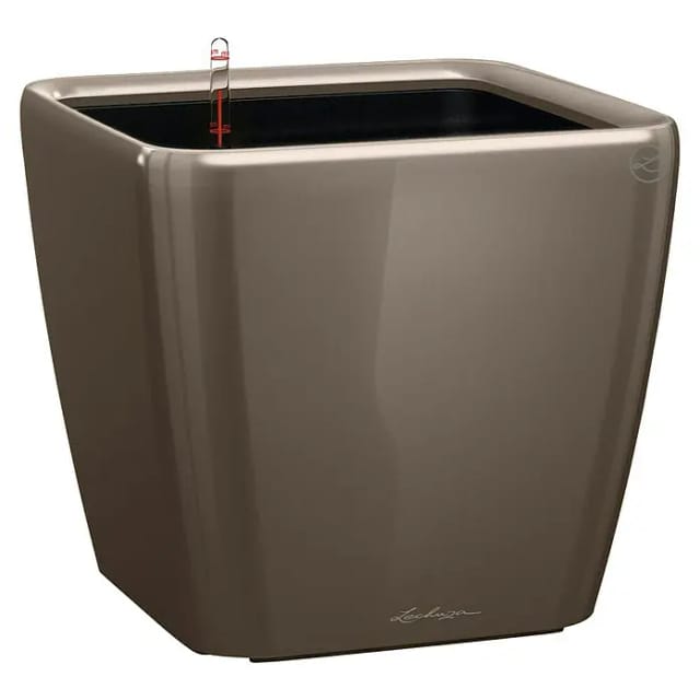 Lechuza® Pflanzgefäß Quadro Premium LS 35 cm x 35 cm x 33 cm Taupe hochglanz