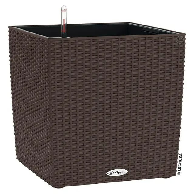 Lechuza® Pflanzgefäß Cube Cottage 40 cm x 40 cm x 40 cm Mokka