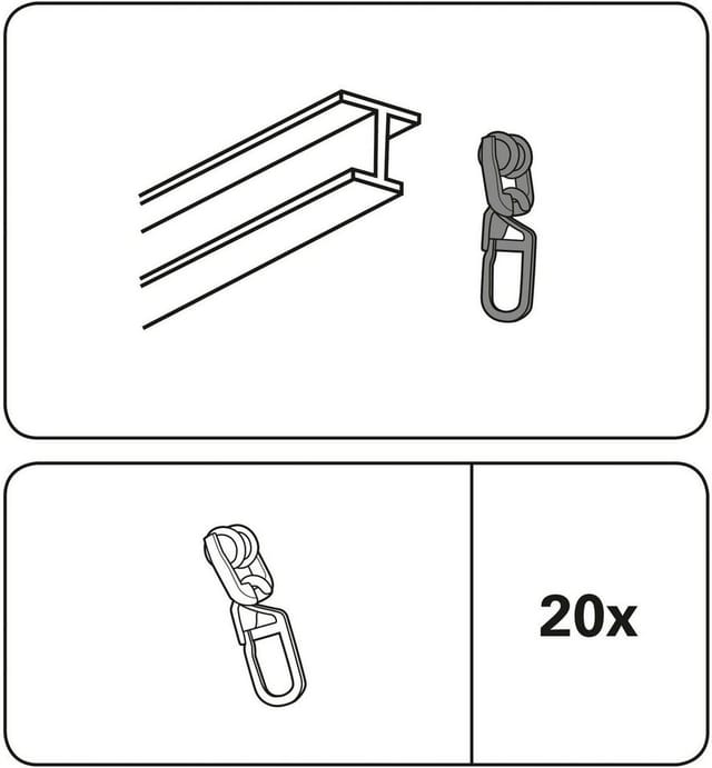 Gardinia T-Rollringe mit Faltenlegehaken Weiß 20-er Pack