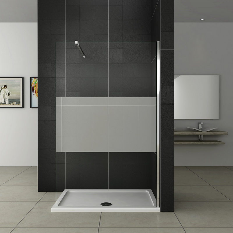100x200 Cm Walk-in Duschkabine (teilsatiniert)+stabilisatorstangen Für Die Dusche Duschabtrennung+duschtasse100x90cm