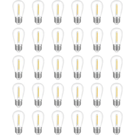 30er-pack Glühbirnen Für Lichterketten Im Außenbereich, Wasserdichte S14-ersatzbirnen, E26-sockel, Warmweiß