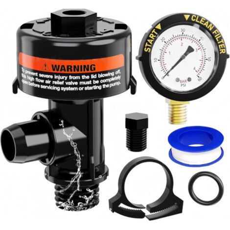 Manuelles Hochleistungs-entlüftungsventil Für Schwimmbadfilter, Mit Manometer, 24-mm-außengewinde, Ersatz-o-ring-clip, Kompatibel Mit 98209800