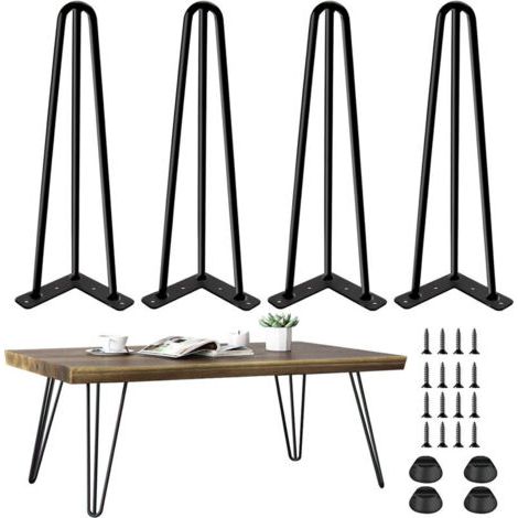 Set Mit 4 20 Cm Haarnadel-möbelbeinen - Metall-tischbeine Mit Schrauben Und Bodenschonern