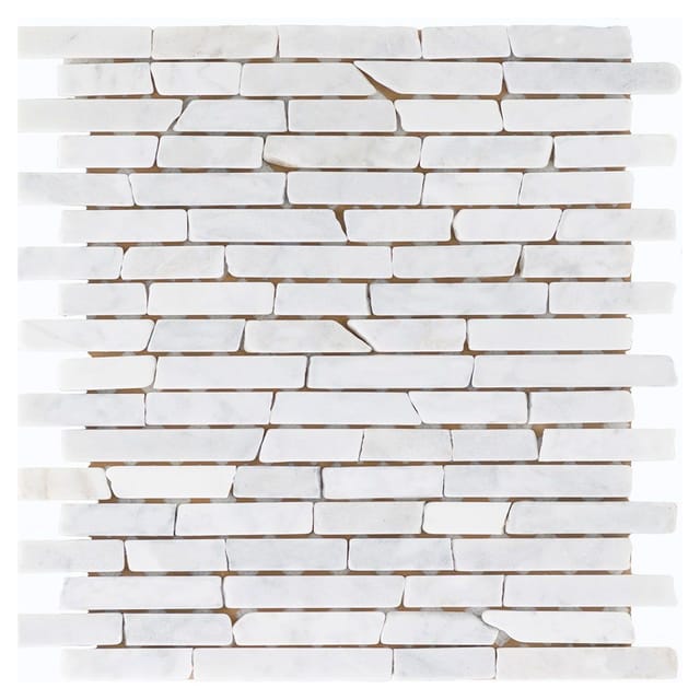 Marmormosaik Carrara White Slim Brick 28,5 cm x 30,5 cm
